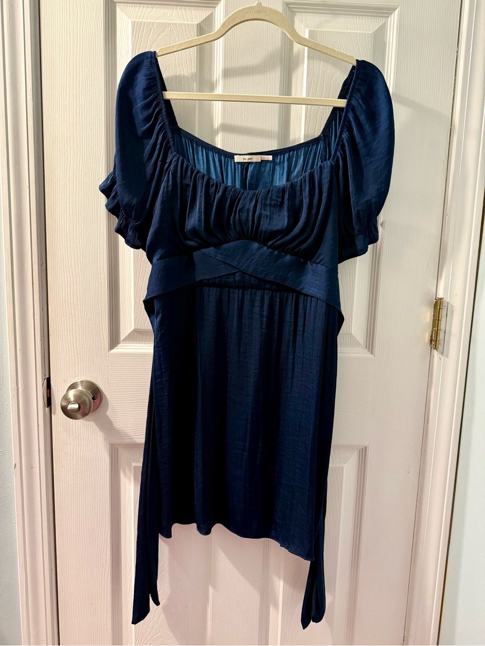 Navy Blue Scoop Neck Empire Waist Dress
